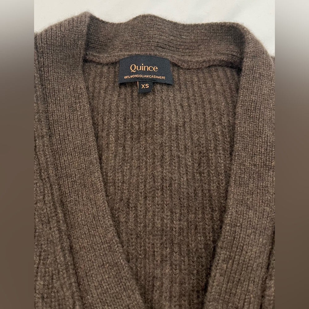 like new quince mongolian cashmere oversized boyfriend cardigan sweater brown XS - Picture 5 of 14
